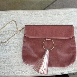 Pink velvet wristlet